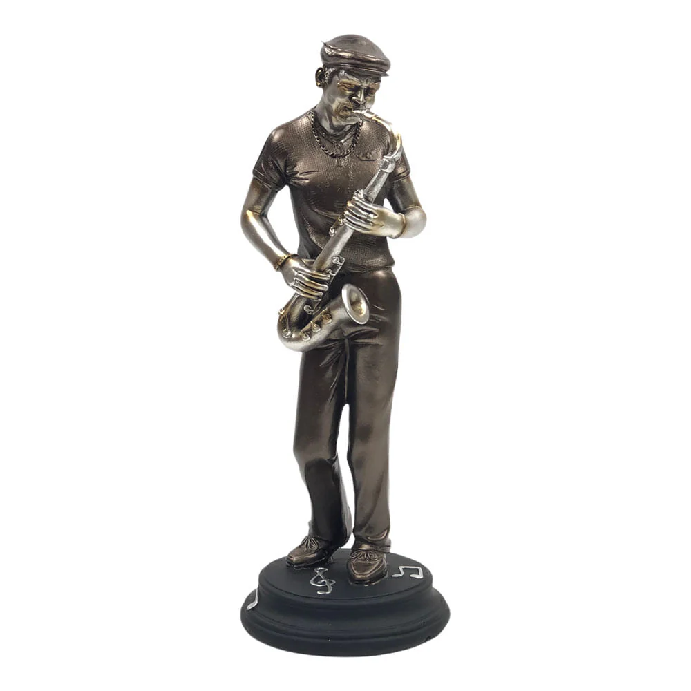 Figura Decorativa Concepts Músico de Cerámica 12 cm x 12 cm x 32.5 cm - Dorado