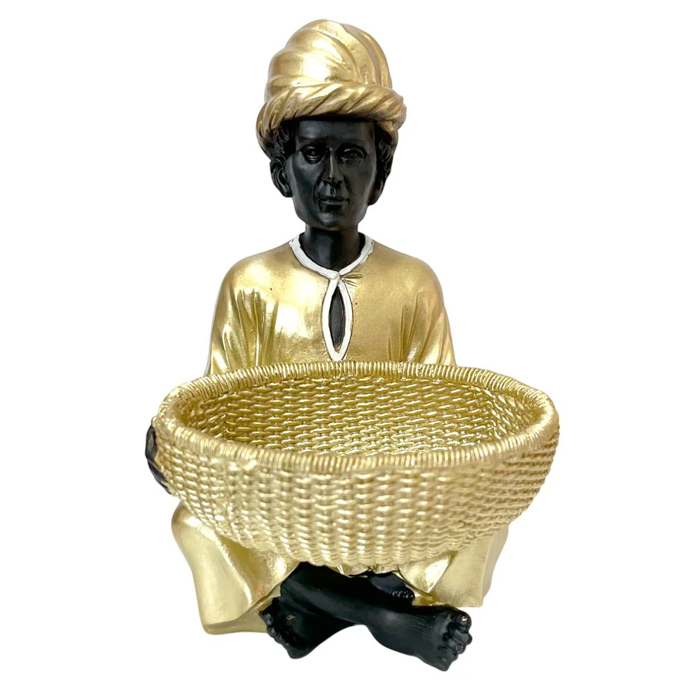 Figura Decorativa Hombre con Canasta Montefiori– 20 cm / Resina - Image 2