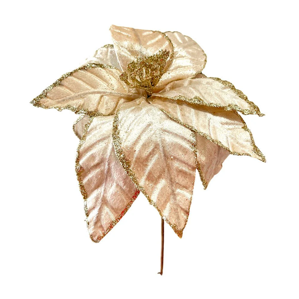 Flor Navideña Poinsettia 30 cm / Champaña / Montefiori Christmas - Image 2