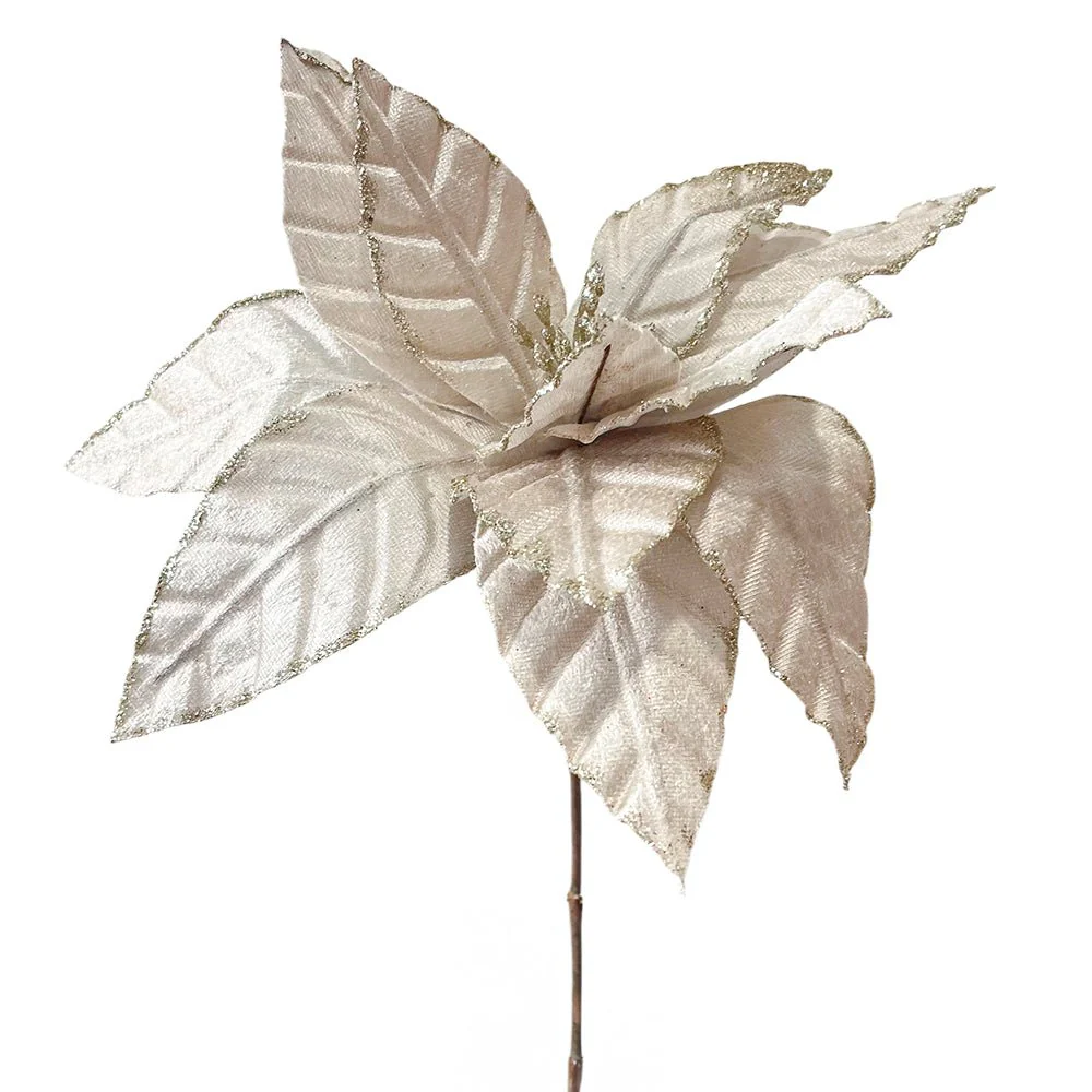 Flor Navideña Poinsettia 30 cm / Champaña / Montefiori Christmas - Image 3