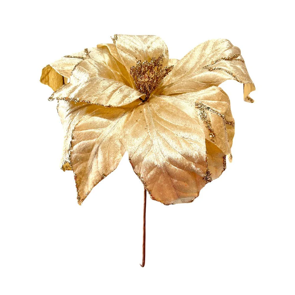 Flor Navideña Poinsettia 30 Cm Champagne - Image 2