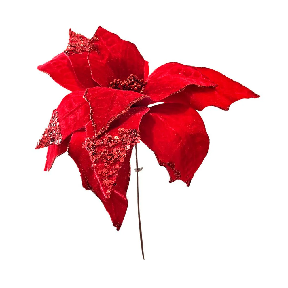 Flor Navideña Poinsettia 30 Cm Rojo - Image 2