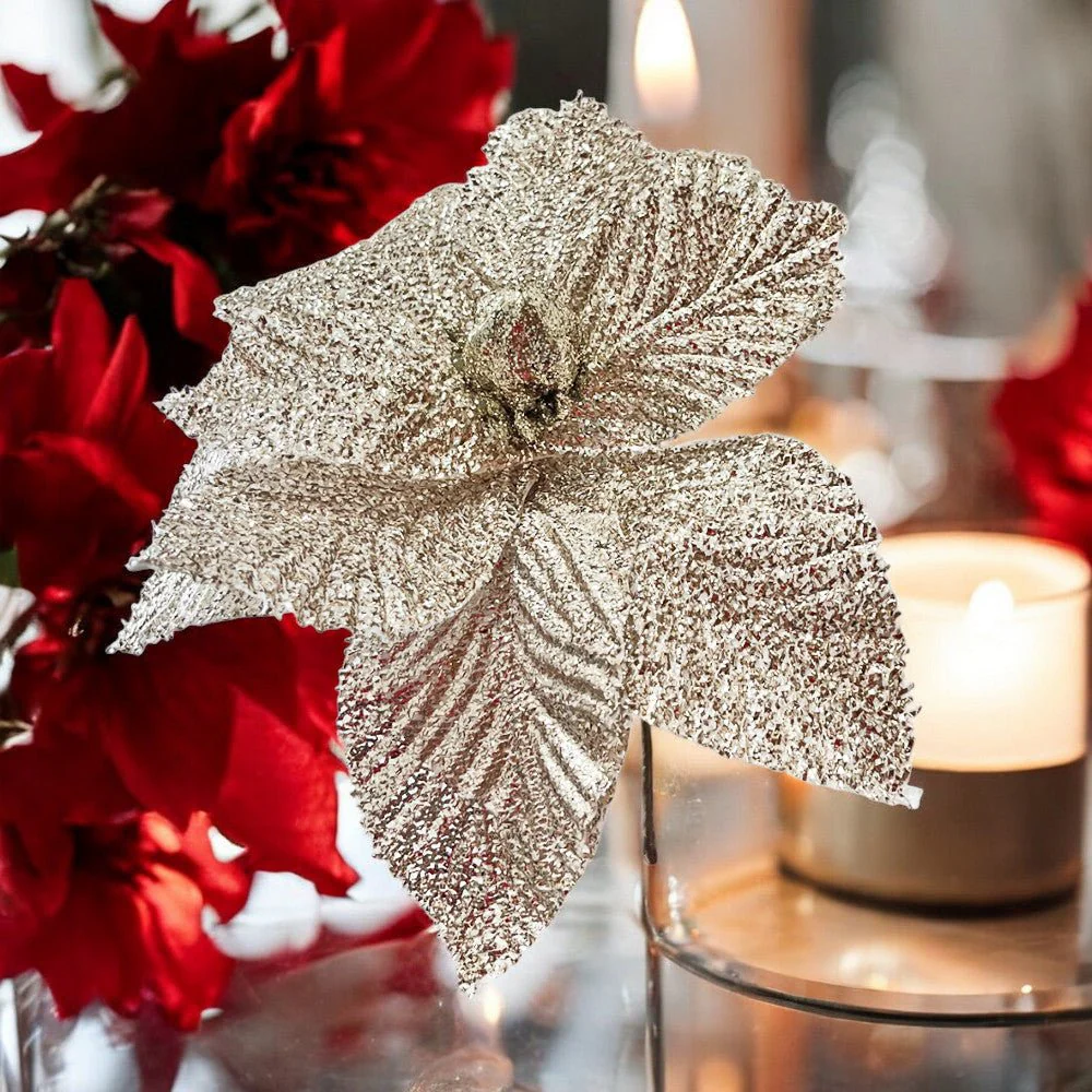 Flor Navideña Poinsettia 30 Cm Rose