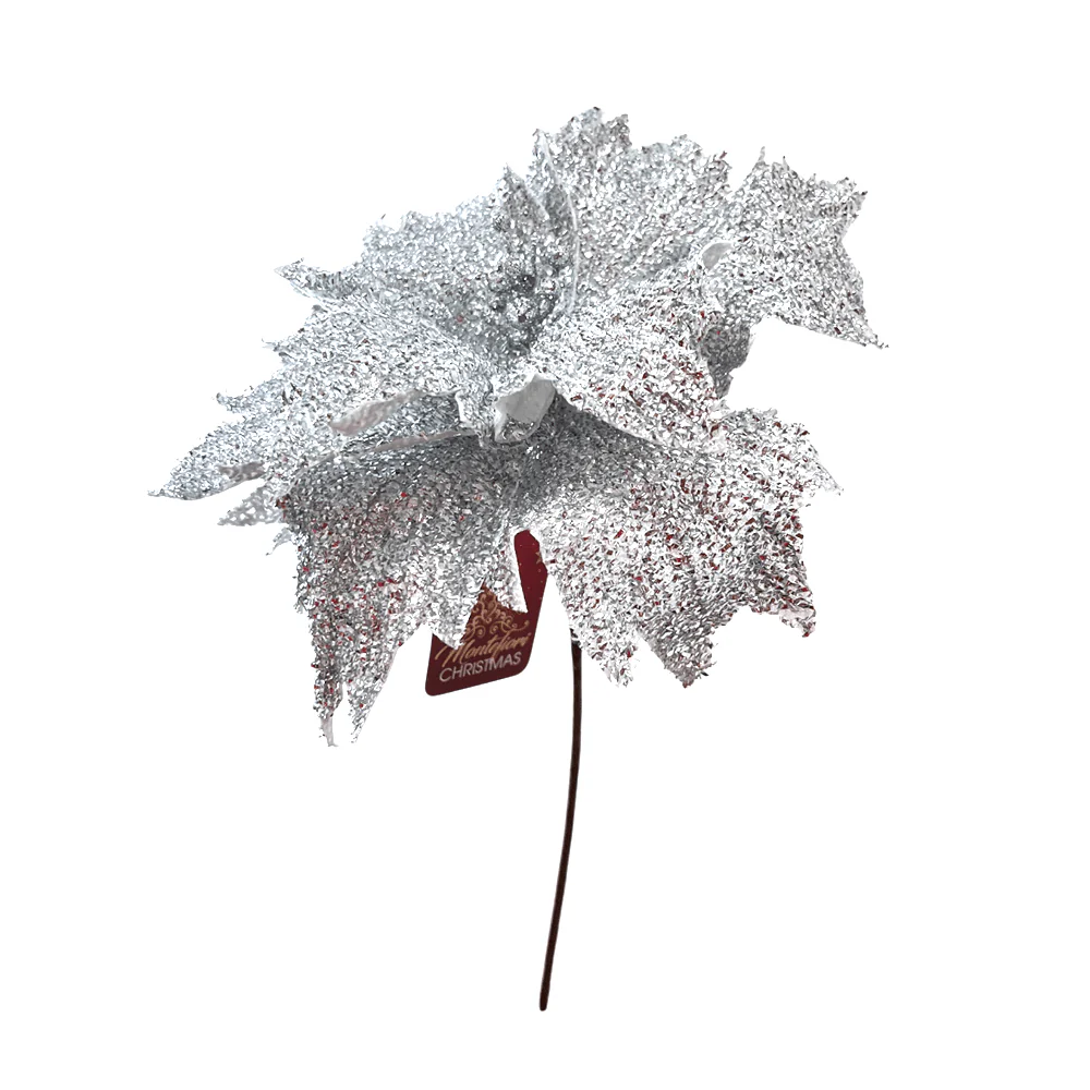 Flor Navideña Poinsettia 30 cm / Plateada / Montefiori Christmas - Image 2