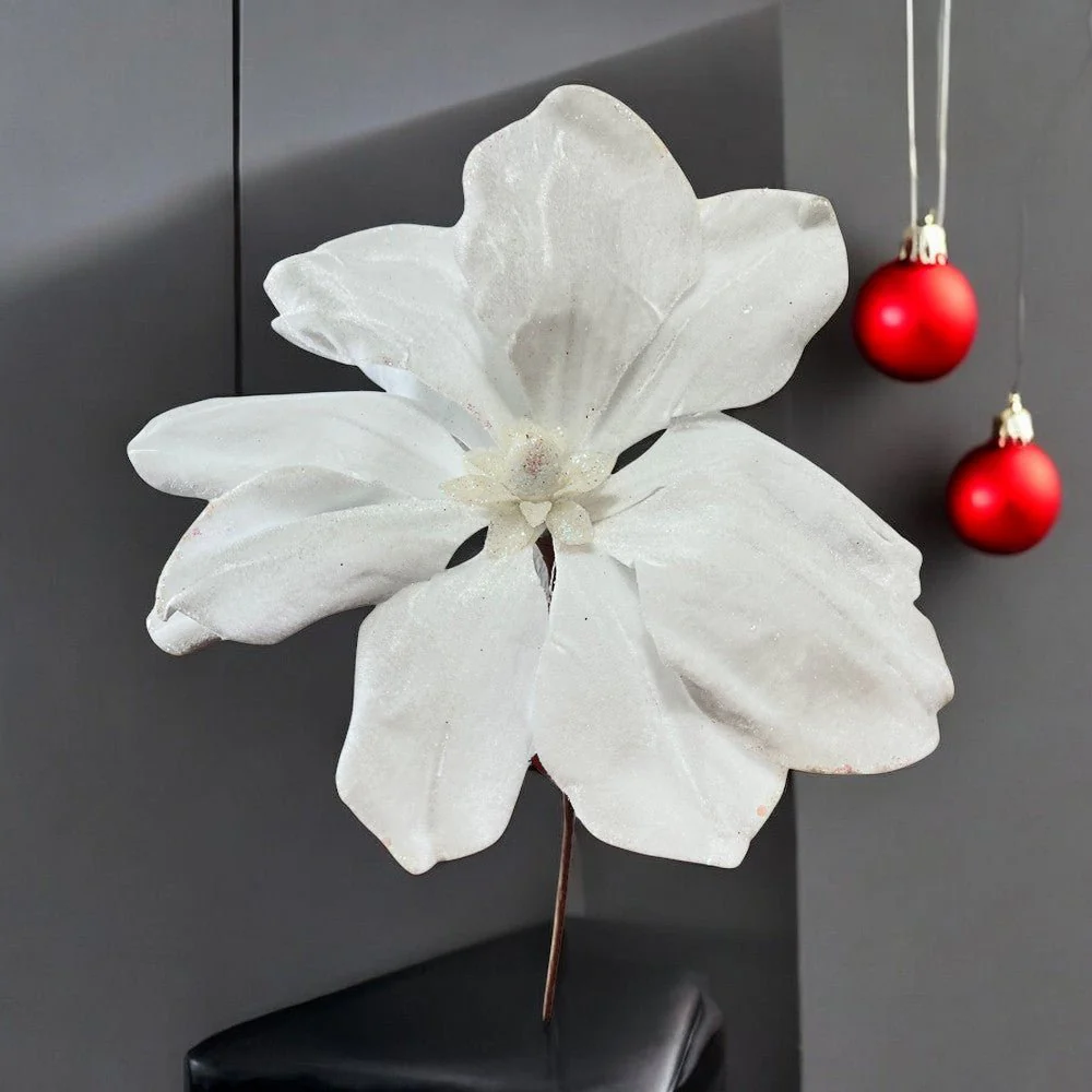 Flor Navideña Poinsettia / 30 cm / Blanca / Montefiori Christmas