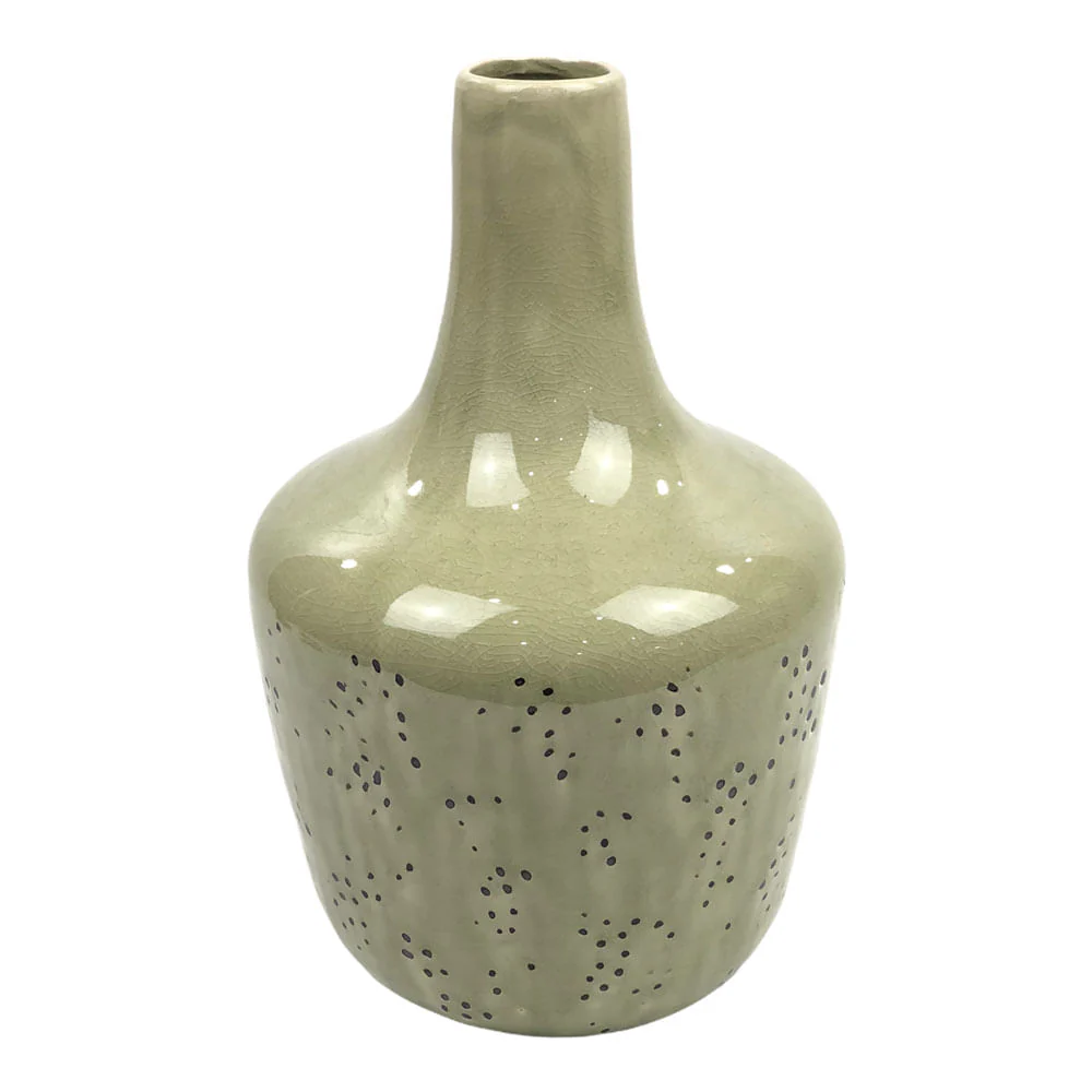 Florero Decorativo de Cerámica 30 cm x 19 cm - Verde oliva oscuro