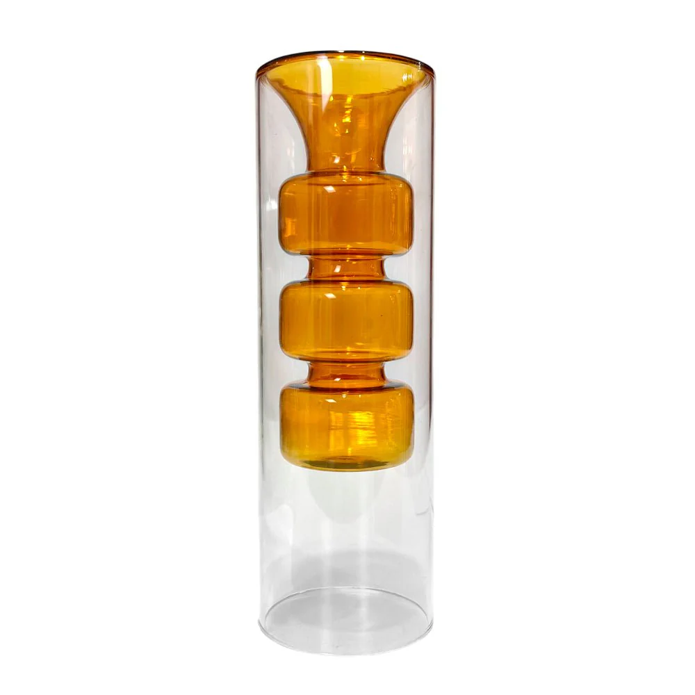 Florero Decorativo Home Elegance  de Vidrio / 8" / Naranja-Clear - Image 2