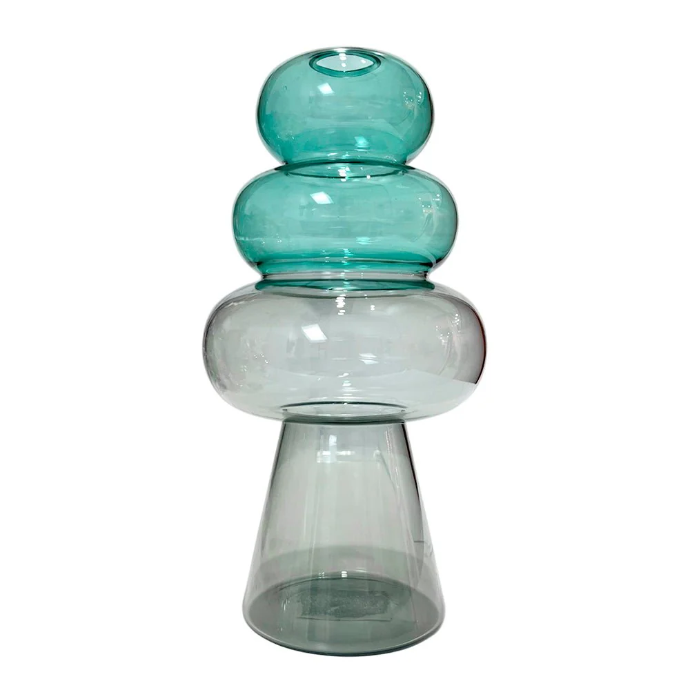 Florero Decorativo Home Elegance de Vidrio / Azul-Negro / Transparente / 9.5"