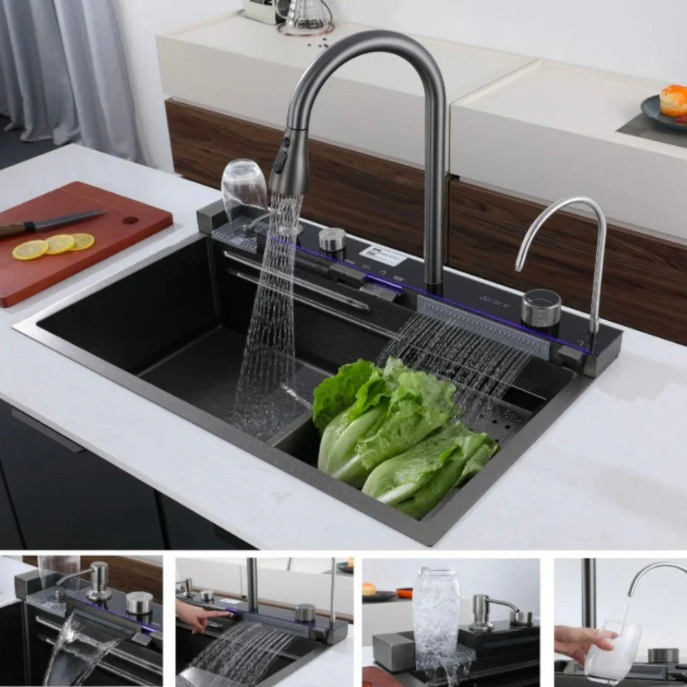 Fregador de Cocina Carbone Multifuncional / Acero Inoxidable