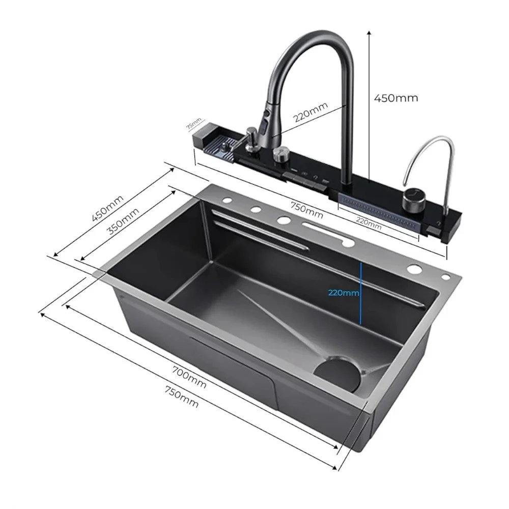 Fregador de Cocina Carbone Multifuncional / Acero Inoxidable - Image 6