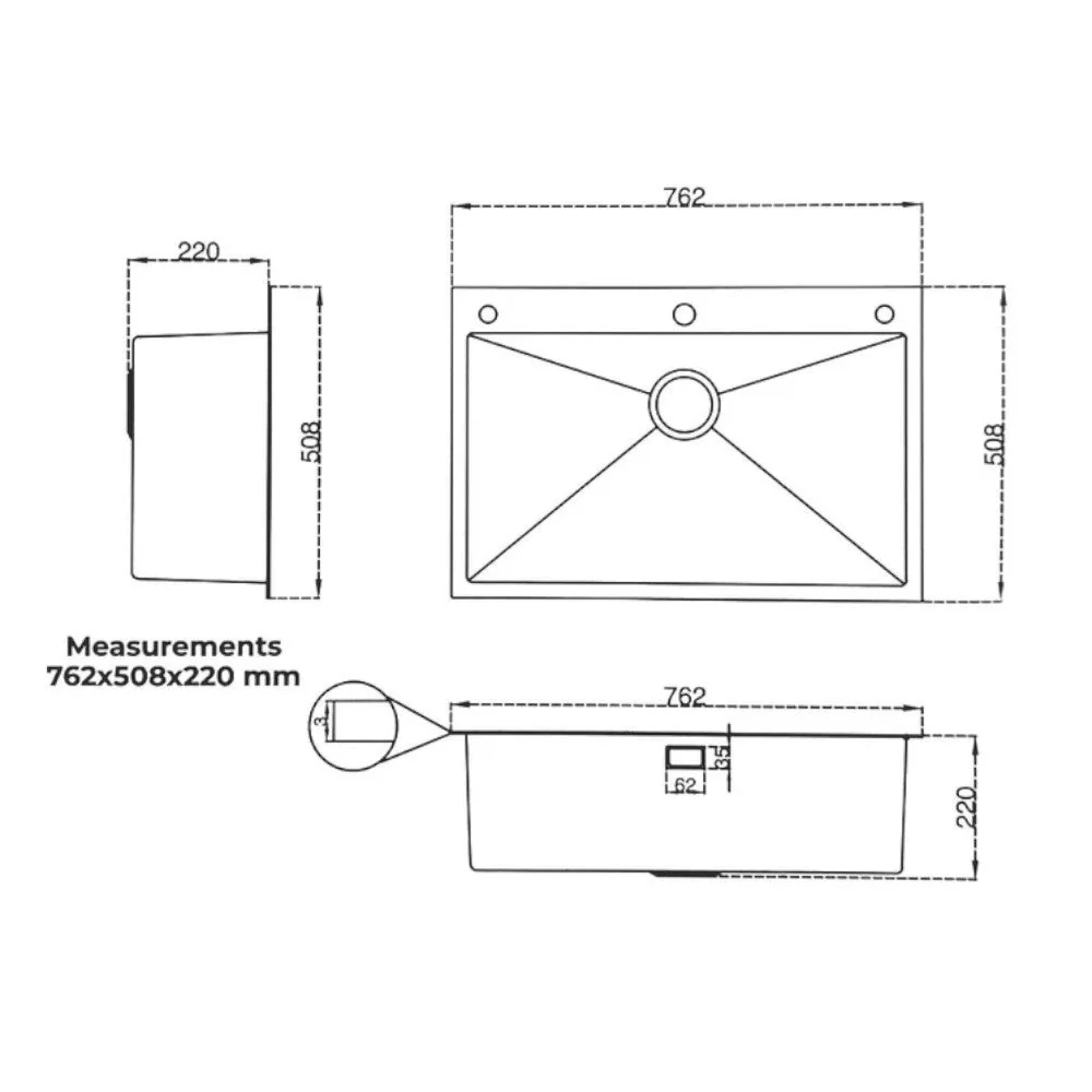 Fregador Multifunción Drija 76.2 cm / Acero Inoxidable Satín / Bolonia 76 - Image 3