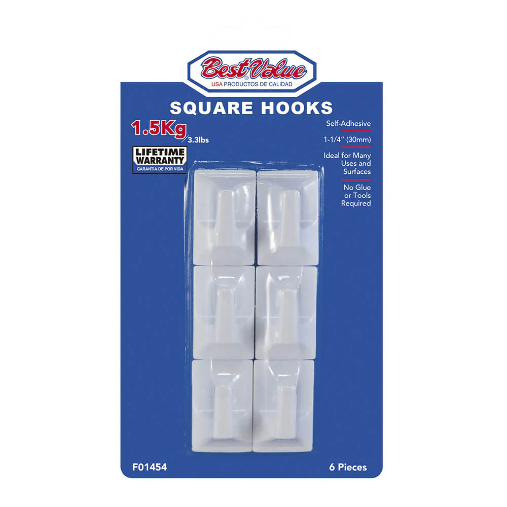 Ganchos Autoadhesivos Best Value Plástico 1-1/4" de 6 Piezas