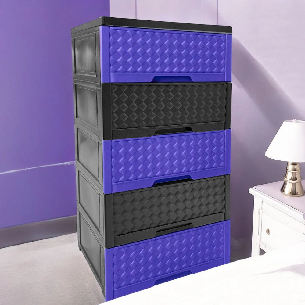 Gavetero Moderno Plastek 5 Gavetas / Plástico / Morado-Gris