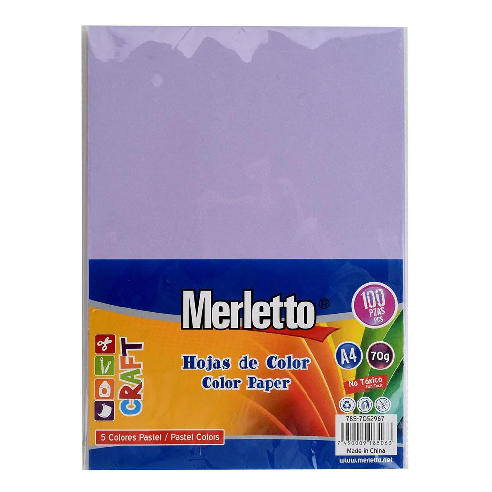Hojas de Colores Merletto Colores Pasteles 100 Hojas