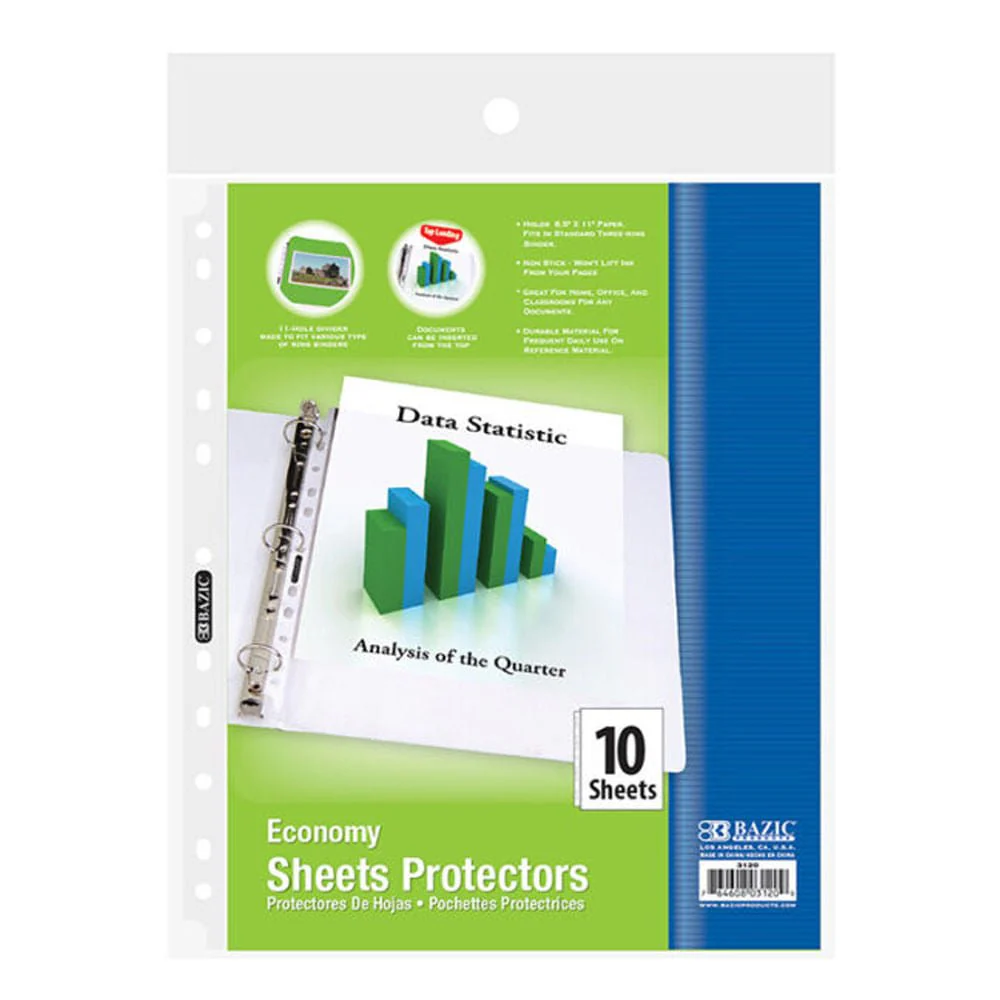 Hojas Protectoras Transparentes Bazic – 10 Piezas