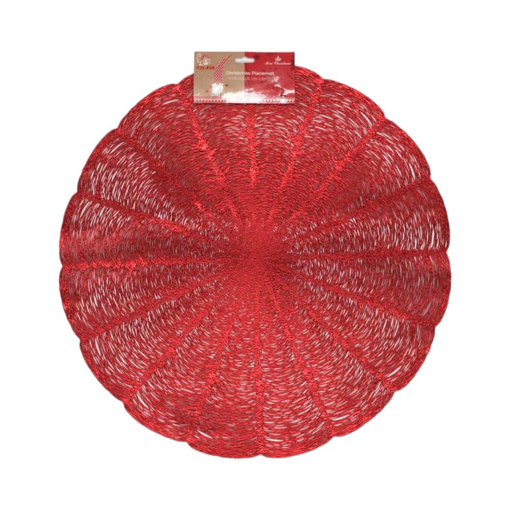 Individual Navideño Plastico Redondo Rojo389
