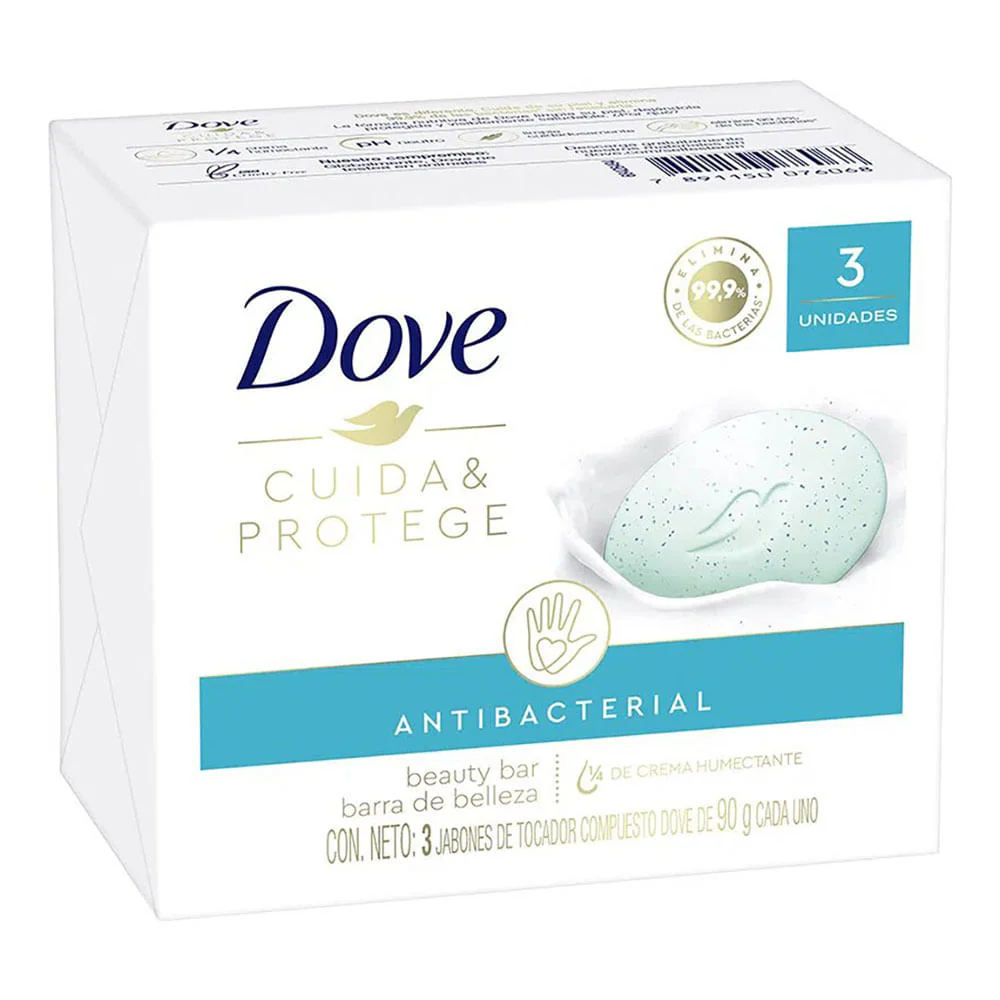 Jabón En Barra Dove Cuida y Protege 90 g 3Pz
