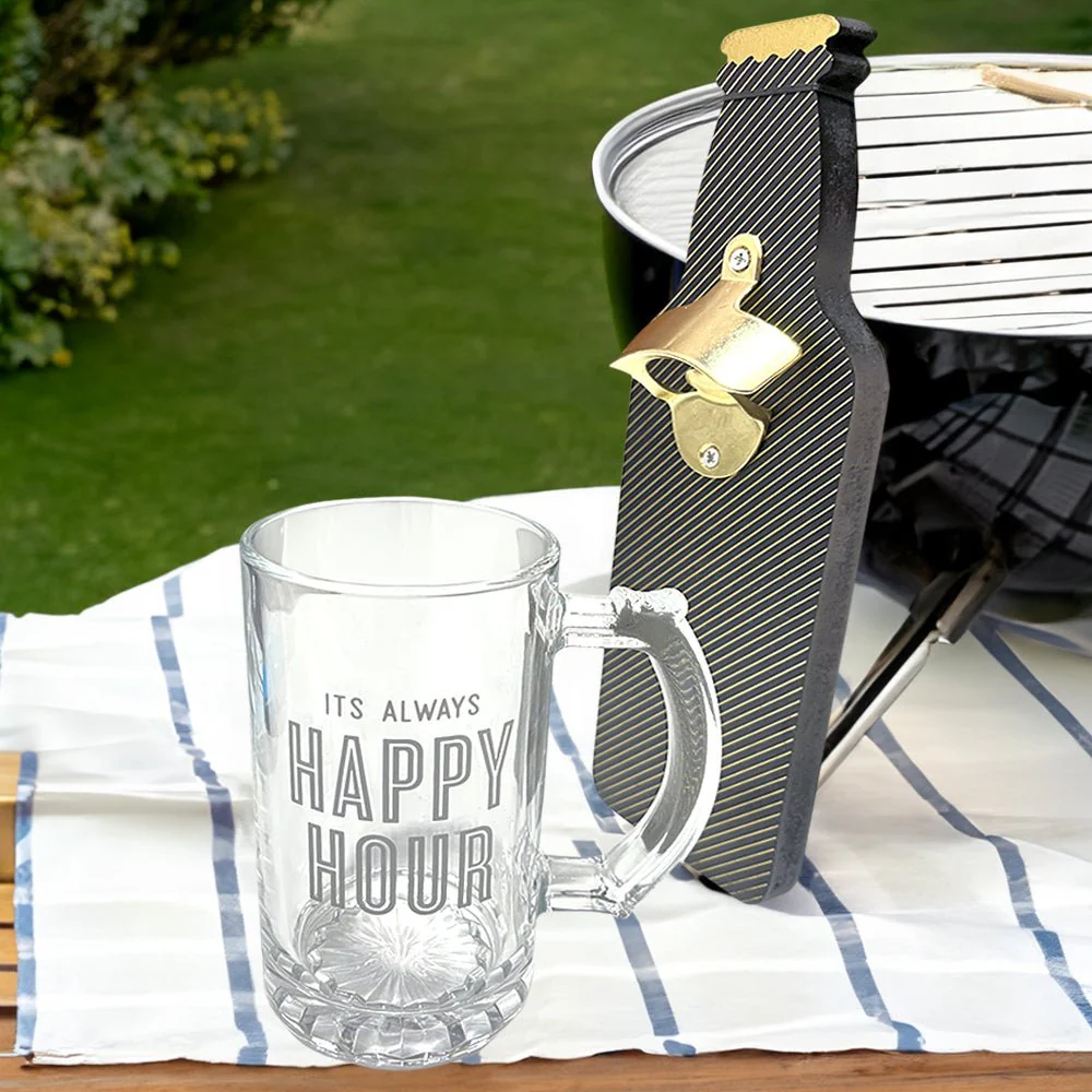 Jarra Cervecera de Vidrio Home Elegance / Con Abridor