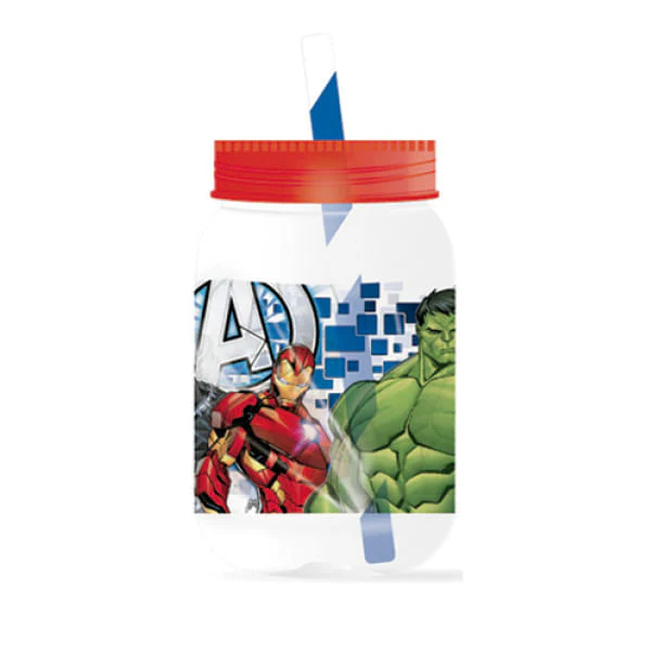 Jarra Mason Plástico Avengers 500 ml