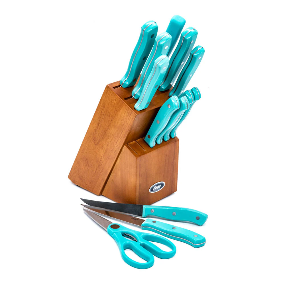 Juego de Cuchillos Oster Con Base de Madera 14 Piezas