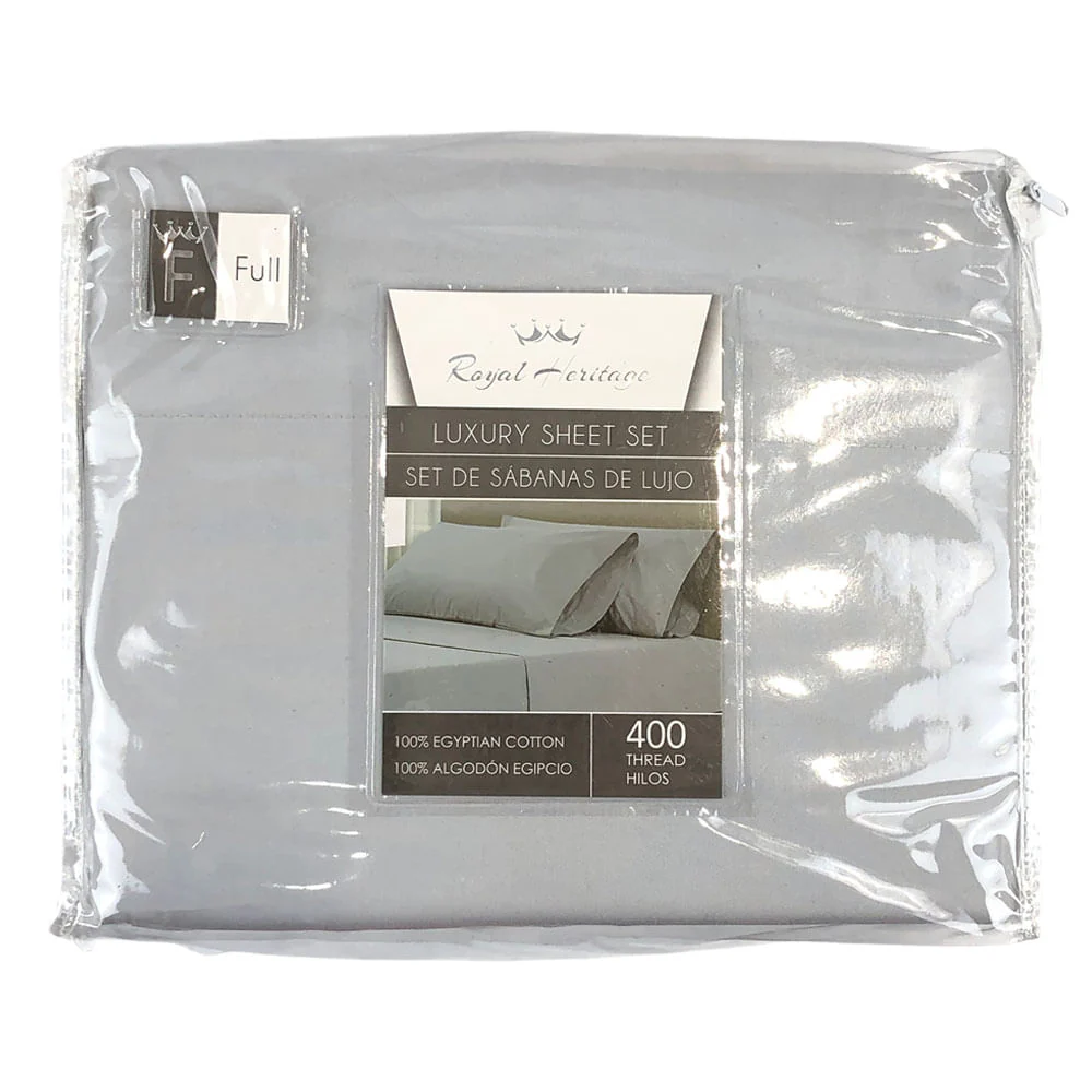 Juego de Sábana Royal Heritage 400 Hilos Gris Claro - FULL