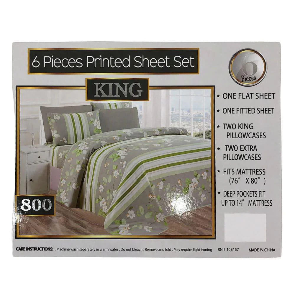 Juego de Sabanas King Estampada 6 Piezas - Surtido