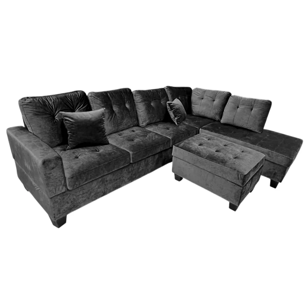 Juego De Sala Elements Furniture Forma L Negro - Image 3