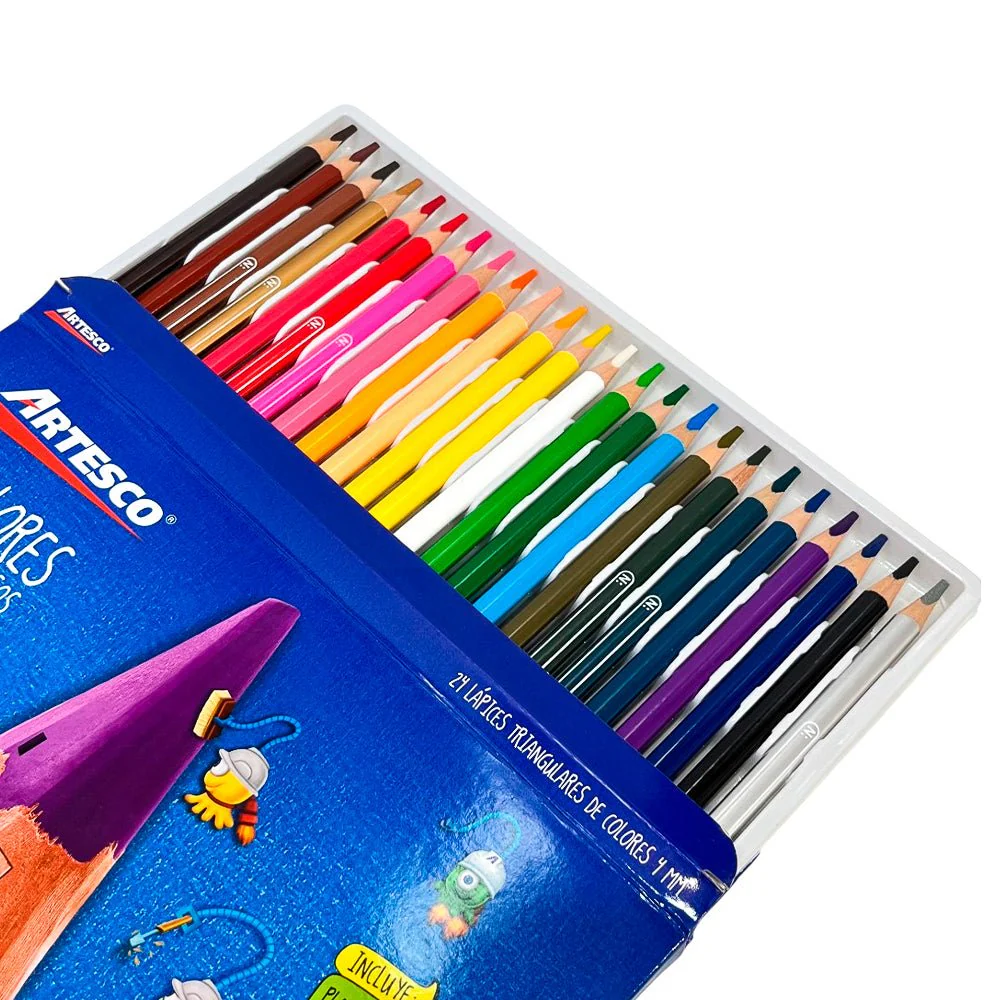 Lápices de Colores Artesco / Triangular / Con Sacapuntas / 24 Colores