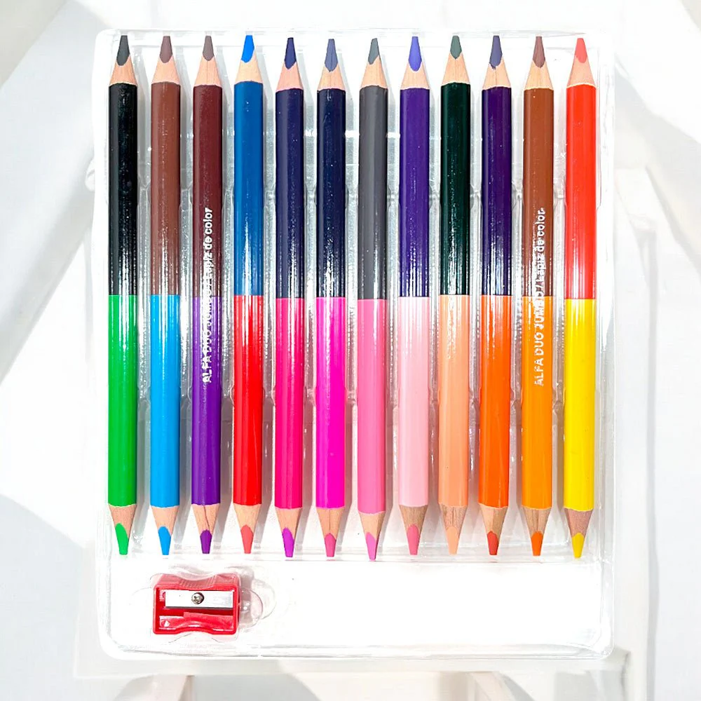 Lápices de Colores Alfa / Triangular Jumbo / Doble Punta / 24 Colores