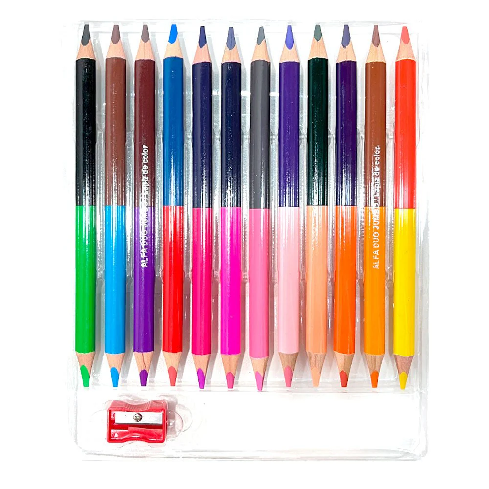 Lápices de Colores Alfa / Triangular Jumbo / Doble Punta / 24 Colores - Image 3