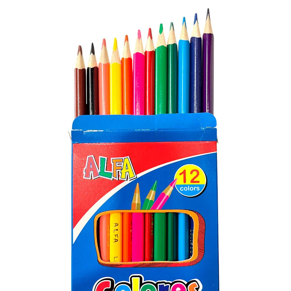 Lápices de Colores Triangular Alfa de Madera / 12 Unidades / Mina 3.0mm - Image 3