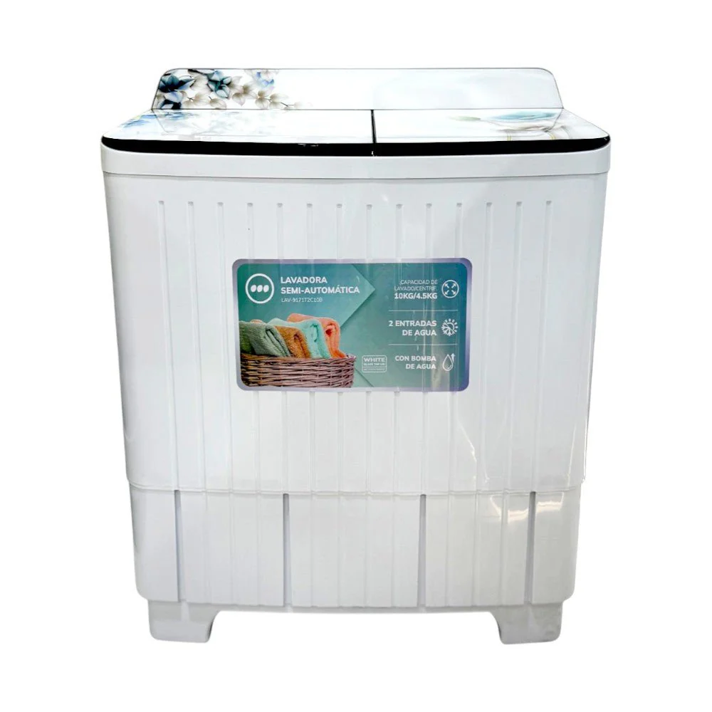 Lavadora Semi-Automática Premier de 10 Kg / Doble Tina / Tapa de Vidrio