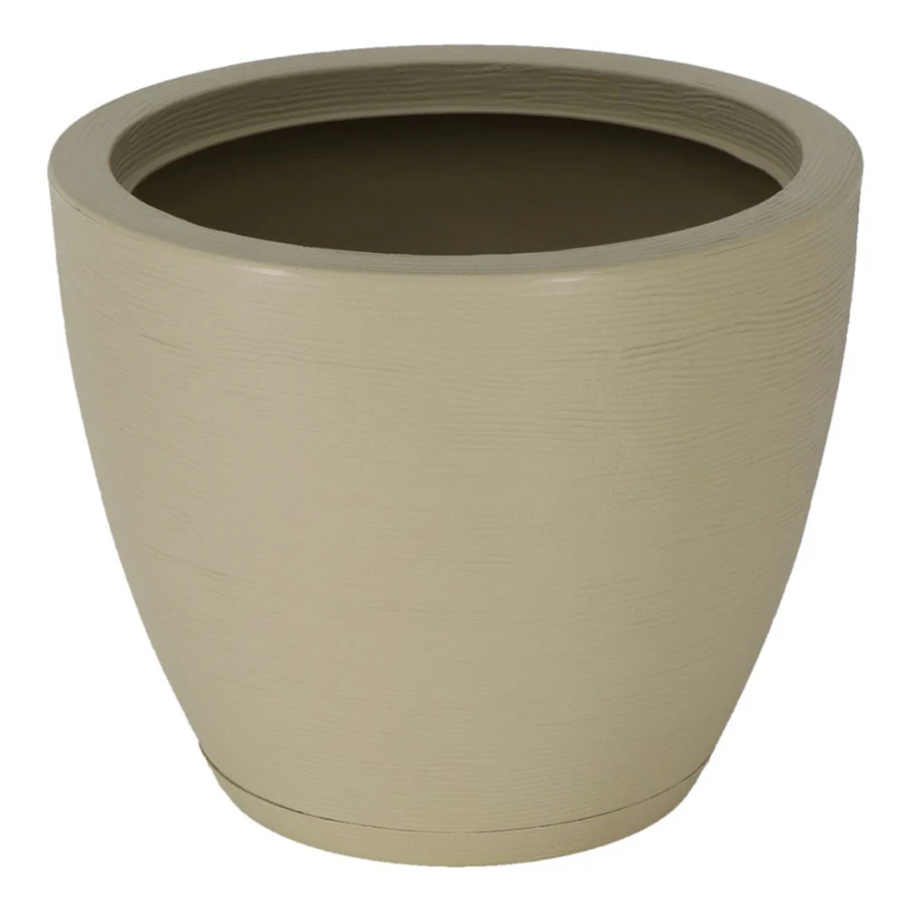 Maceta con Plato Tramontina Azteca 38 cm de Polietileno Beige