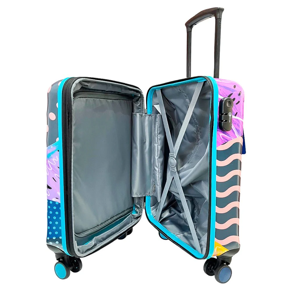 Maleta Para Viaje Clipper Club de 20" / Estampada Coral / Con Ruedas - Image 3
