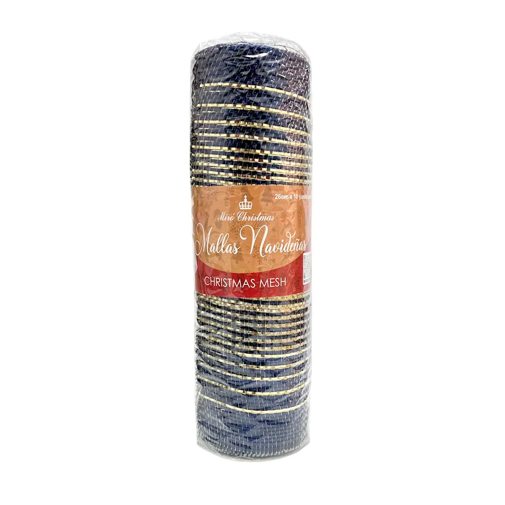 Malla Navideña / Miro Christmas / Azul y Dorada 27 x 10 Yardas
