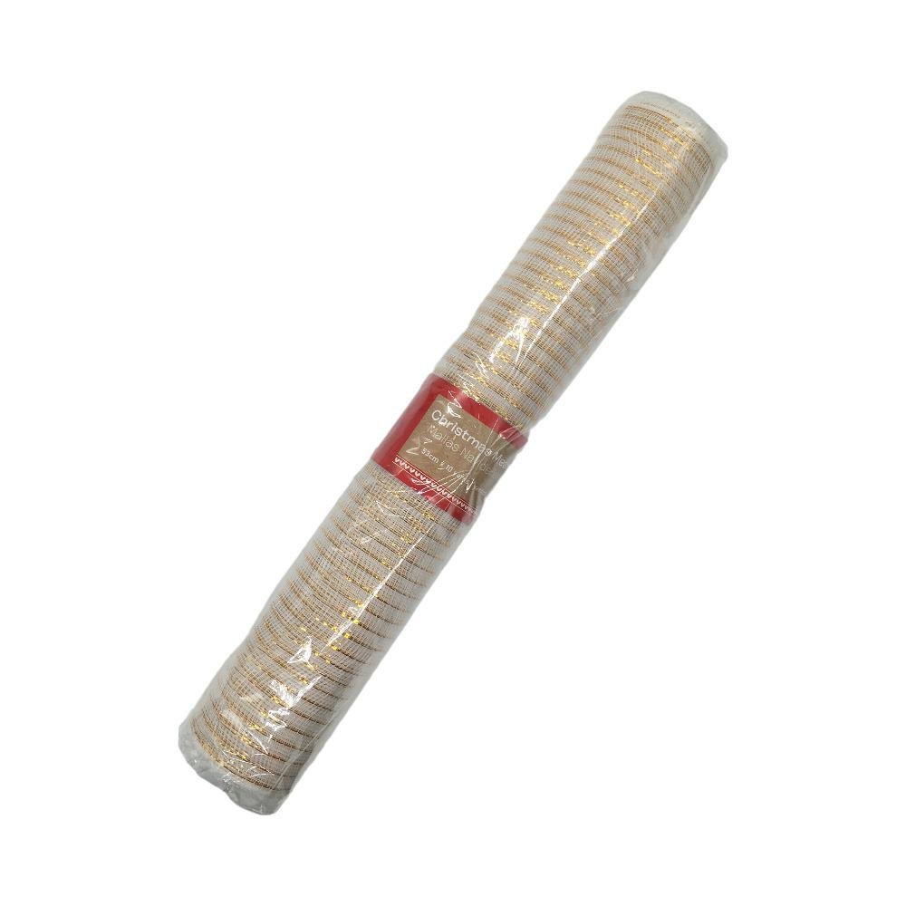 Malla Navideña Miro Christmas Blanco/Dorado 53Cmx10Yd