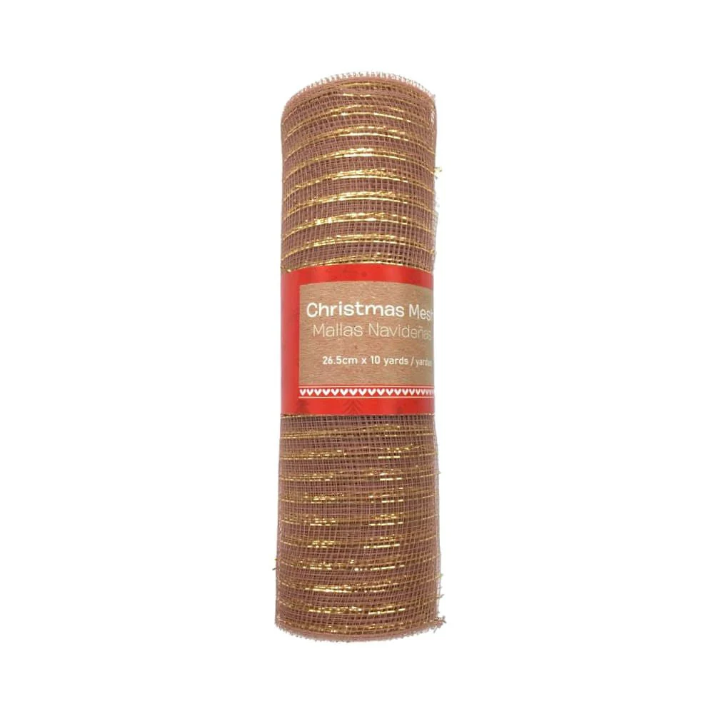 Malla Navidena Miro Christmas Rose/Gold 27Cm 10Yd