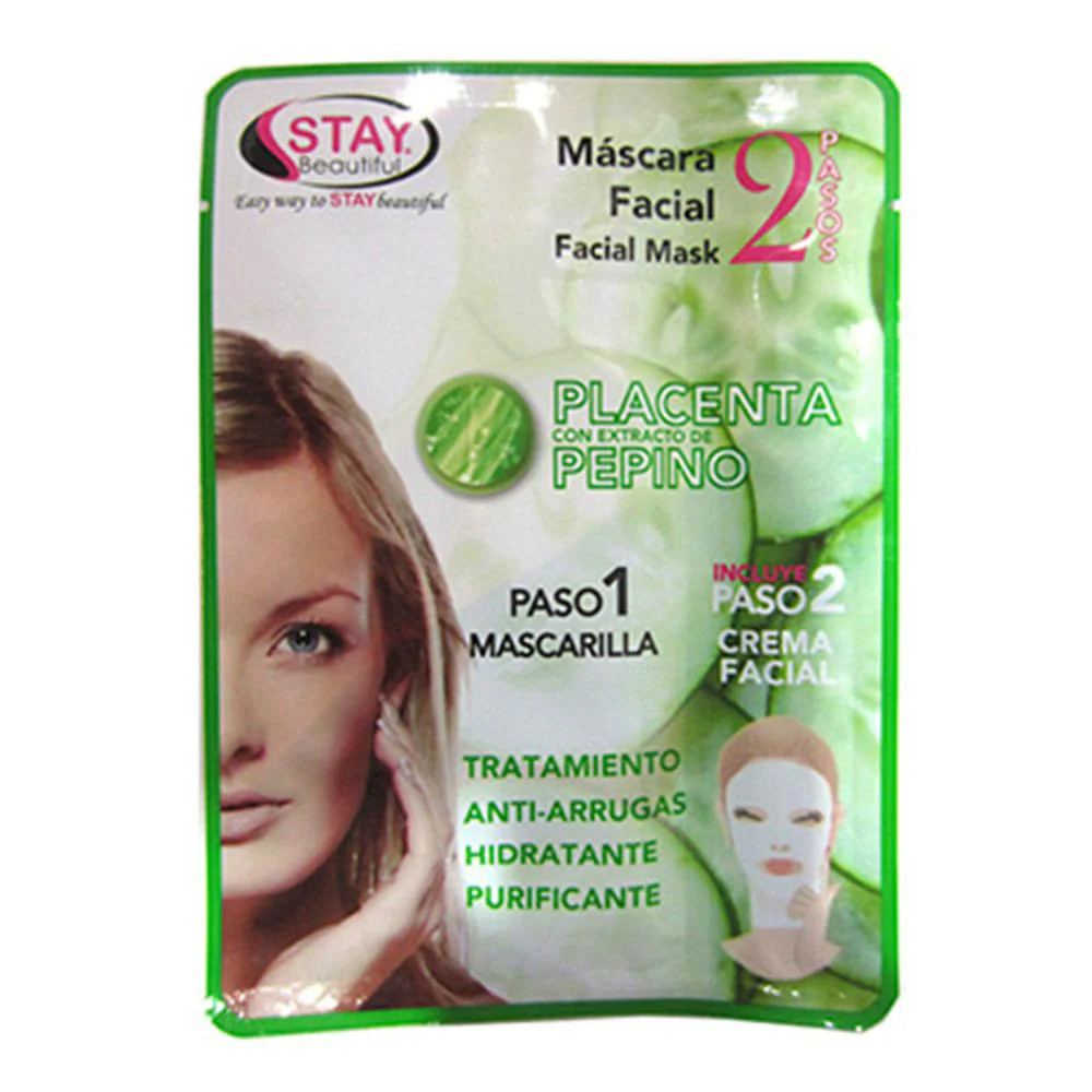Mascara Facial Placenta Stay Beautiful Con Extracto de Pepino