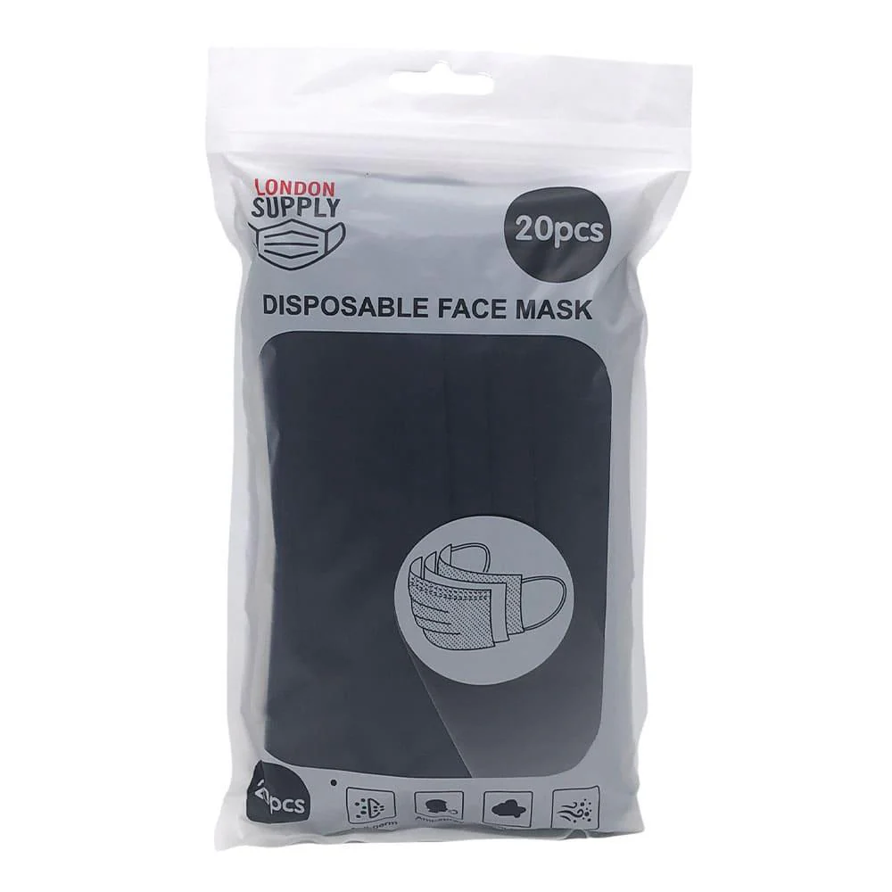 Mascarilla Desechable London 3 Pliegues Azul Marino 20 Piezas
