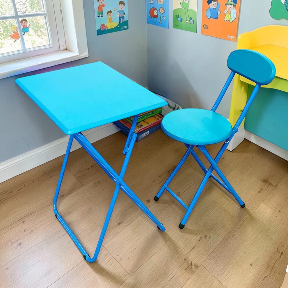 Mesa Con Silla Plegables Elements Furniture / MDF-Metal / Azul