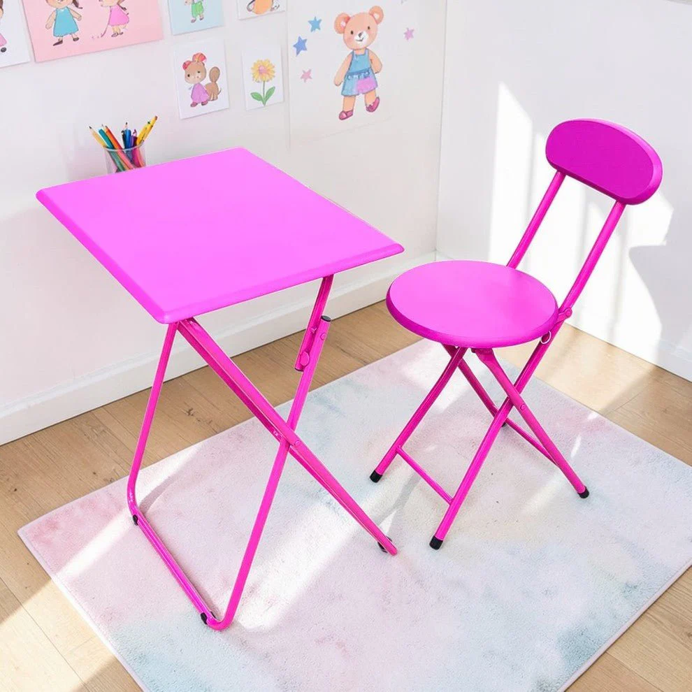 Mesa Con Silla Plegables Elements Furniture / MDF-Metal / Rosado