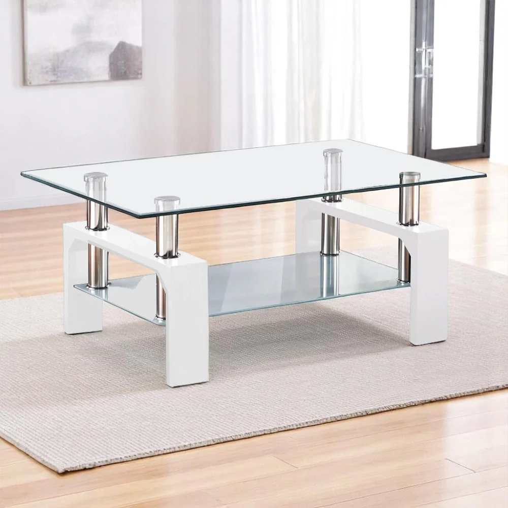 Mesa de Centro Elements Furniture Vidrio / MDF Blanca