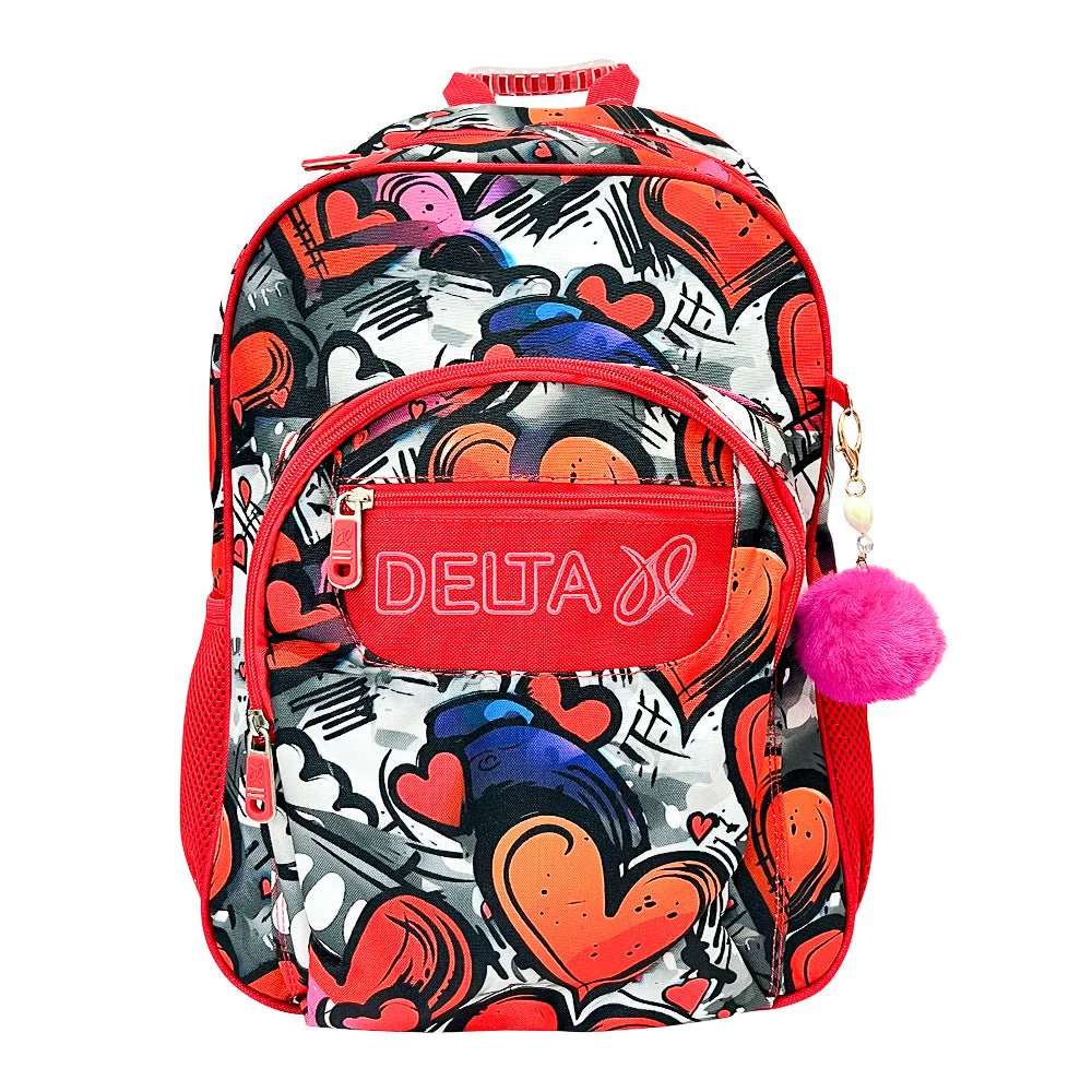 Mochila Delta 17" / Estampada Corazones / Para Niña / Surtido