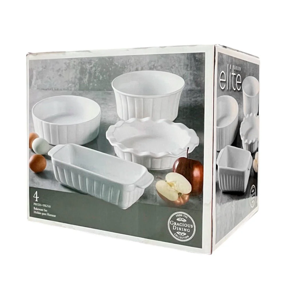 Molde Para Repostería De Cerámica 4 Piezas Blanco Gibson Elite - Image 2
