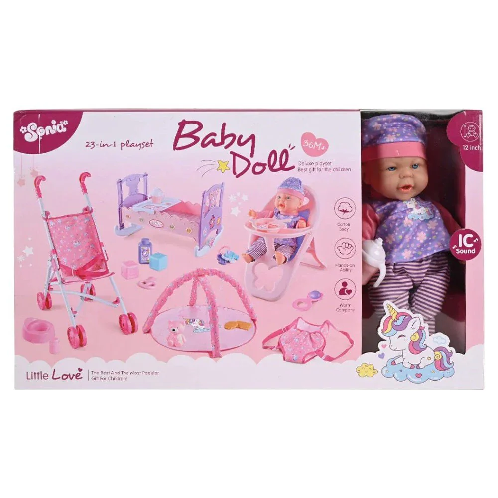 Muñeca Bebé con Accesorios Coche - Silla - Cama / Surtido