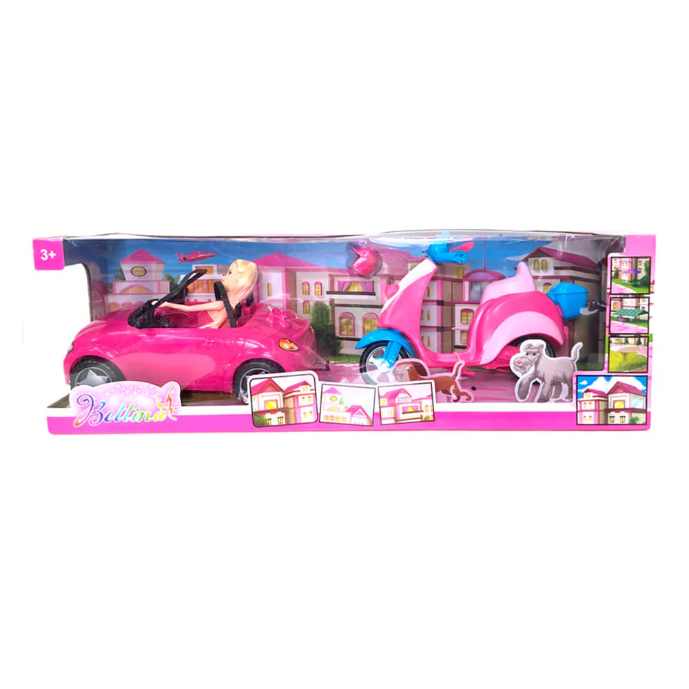 Muñeca Bettina Star Toys Con Carro y Moto