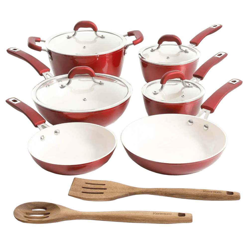 Ollas Arlington De Aluminio 12 Piezas Rojo Kenmore