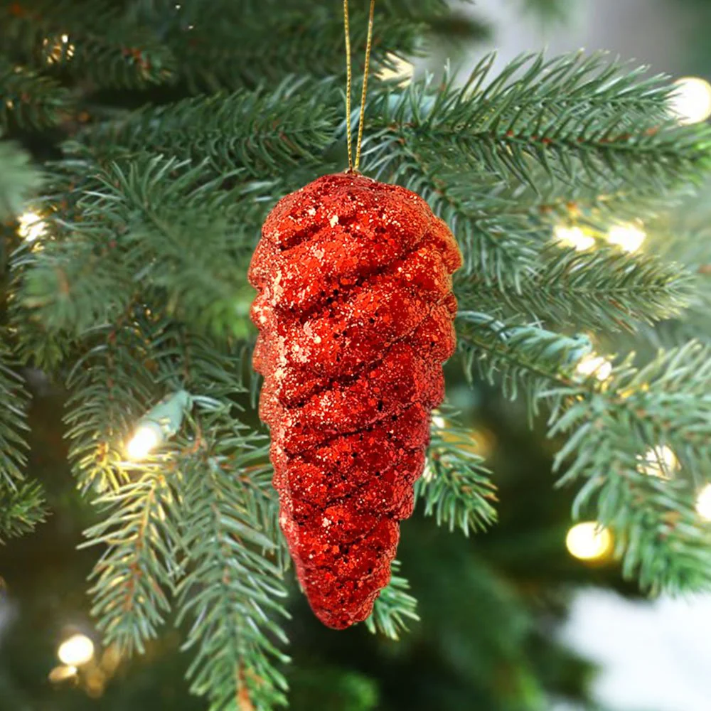 Ornamento Navidad Piña 13 Cm Rojo