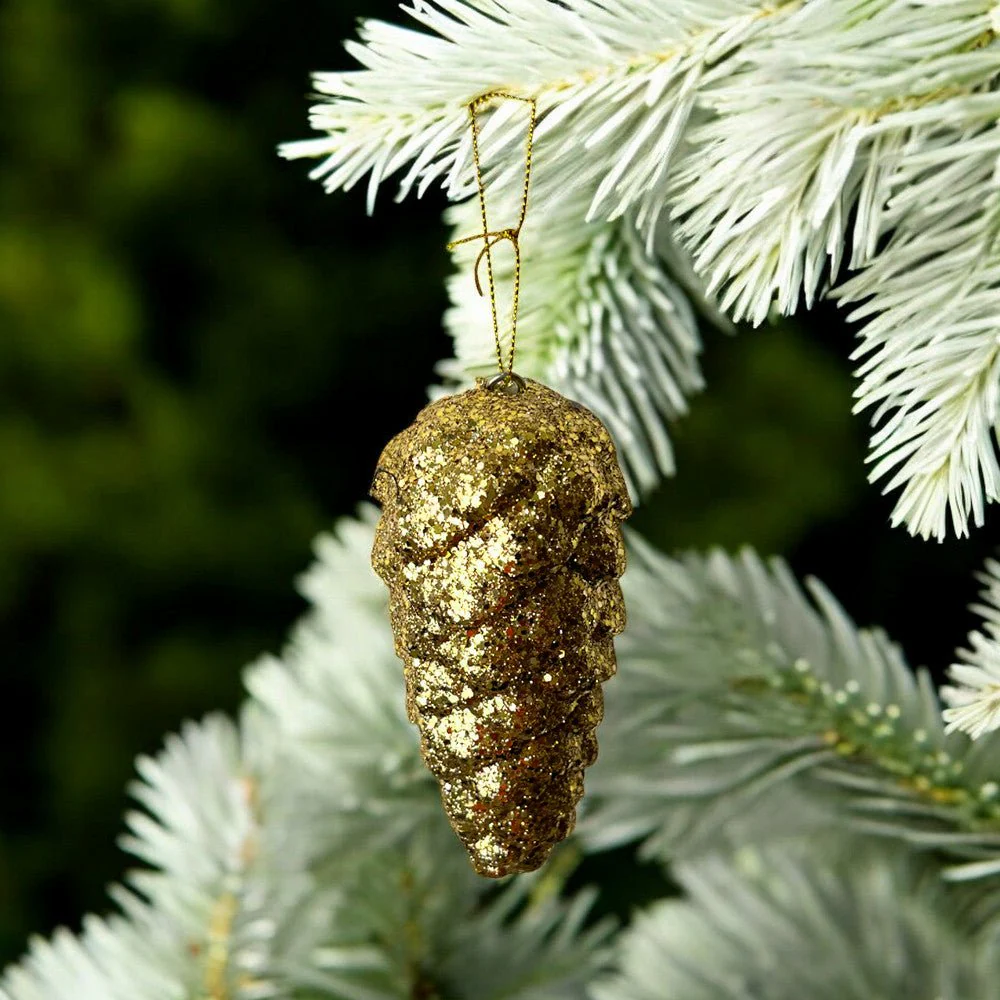 Ornamento Navideña Piña 13 Cm Dorado