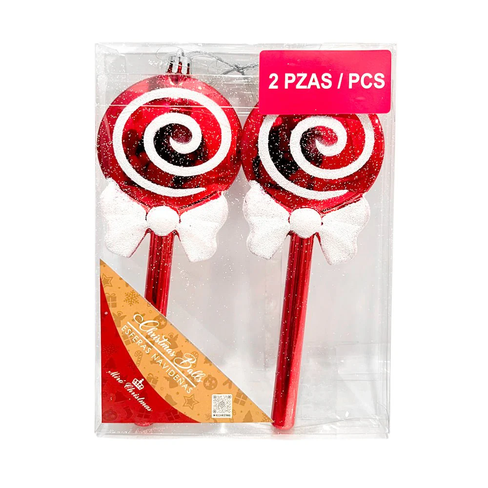 Ornamento Navideño Caramelo / Miro Christmas / 18 cm Set 2 Piezas Rojo y Blanco - Image 3